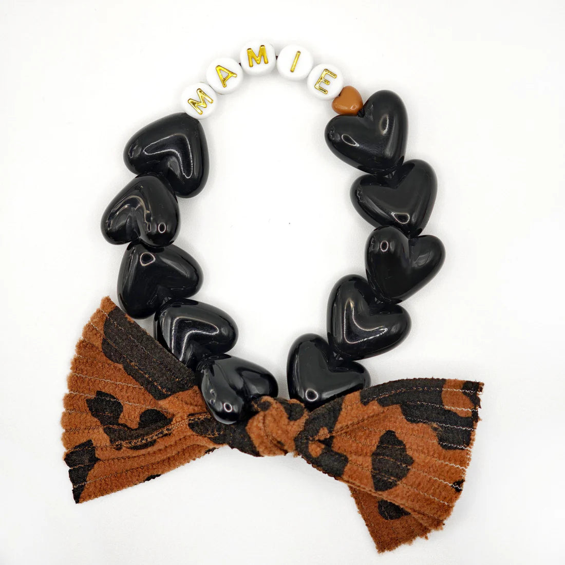 Bracelet Maxi Coeur Noir, Blanc doré 🤎 & Maxi Nœud Léopard
