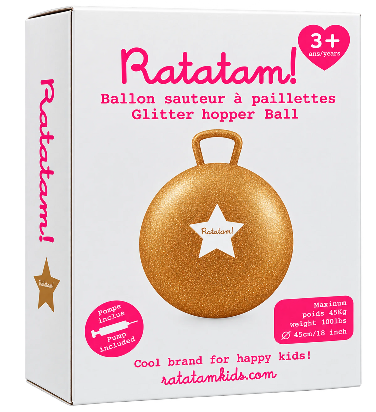 Ballon sauteur à paillettes Rose