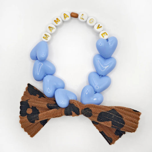 Bracelet Maxi Coeur Bleu, Blanc doré 💙 & Maxi Nœud Léopard
