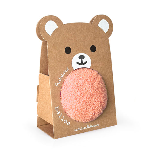 Balle ourson peluche 12 cm Corail
